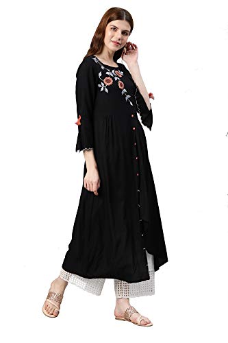 Image of Yash Gallery Women's Plus Size Rayon Embroidered Kurta for Women