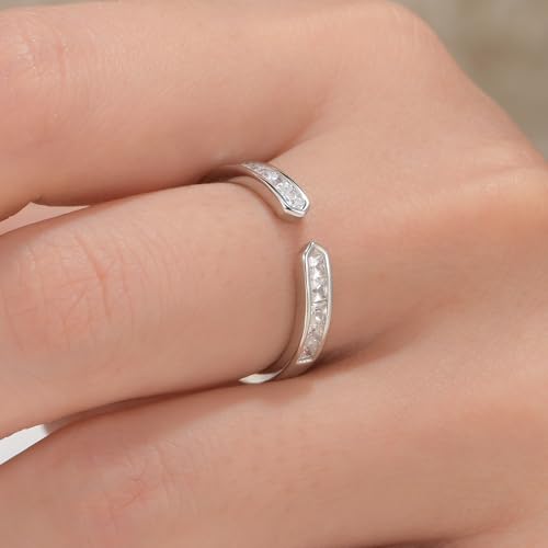 Wuziwen 925 Sterling Silver Open Wedding Bands for Women Anniversary Eternity Stackable Rings Cubic Zirconia3