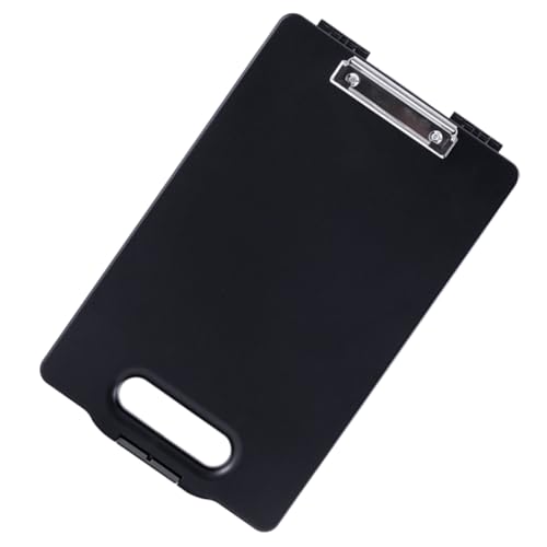 Porte-bloc noir A4 avec grand compartiment de rangement en plastique PP rigide