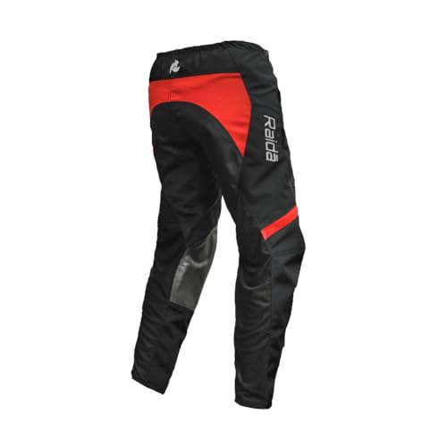 Image of Raida Trailcraft Off-Road Pants | Mx & Trail Ride | Lightweight | Abrasion-Resitant Fabric | Heat Sheild Panel | (S, Black /Red), Men, Slim Fit Mid Rise