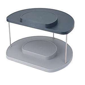Joseph Joseph CupboardStore 2-tier Rotating Organiser for kitchen cupboard, space saving organisation for pantry, Grey