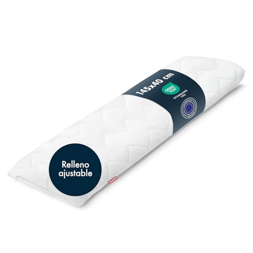 Blumtal Almohada para Dormir de Lado 40 x 145 - Almohada Dormir de Lado certificada Oeko-Tex - Almohada Embarazada Dormir con Relleno Ajustable