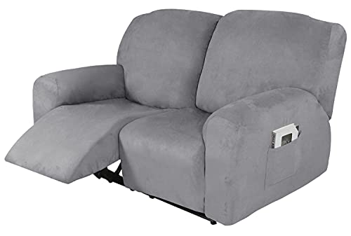 NOPEXTO Elastique Canapé Relax Sofa Housse pour 1 2 3 Place Fauteuil Relax, pour Fauteuil Relax Protège Canapé (2 Places,Gris) Cover