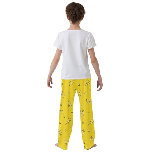 Boys' Pants Lightning Bolt Star Yellow Long Bottoms Jogger Pants Elastic Waist Trousers with Pockets S-XL3