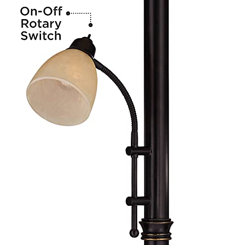 Regency Hill F12065-B Garver Traditional Torchiere Floor Lamp 2-Light Adjustable Gooseneck Arm 72.5 Inch Tall Oiled Rubbed Bronze Amber Glass Shades thumb #5