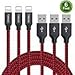 Lightning Cable, TAKAGI 3PACK 6FT iPhone Cable Nylon Braided Lightning Connector to Data Syncing Cord Compatible with and Fast Charging Cord for iPhone X/8/7/plus/6/6s/5/5s/SE/iPad (Red)