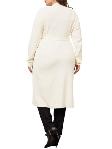 Image of Agnes Orinda Plus Size Sweater Cardigan for Women Knit Sweater Long Sleeve Belted Overwear Long Cardigans Coat Winter