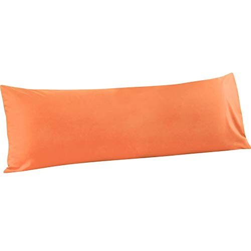 FLXXIE Body Pillow Cover - Super Soft Microfiber 20x54 Body Pillow Case - Envelope Closure, Wrinkle, Stain Resistant Orange Body Pillow Cover, 20x54, Orange