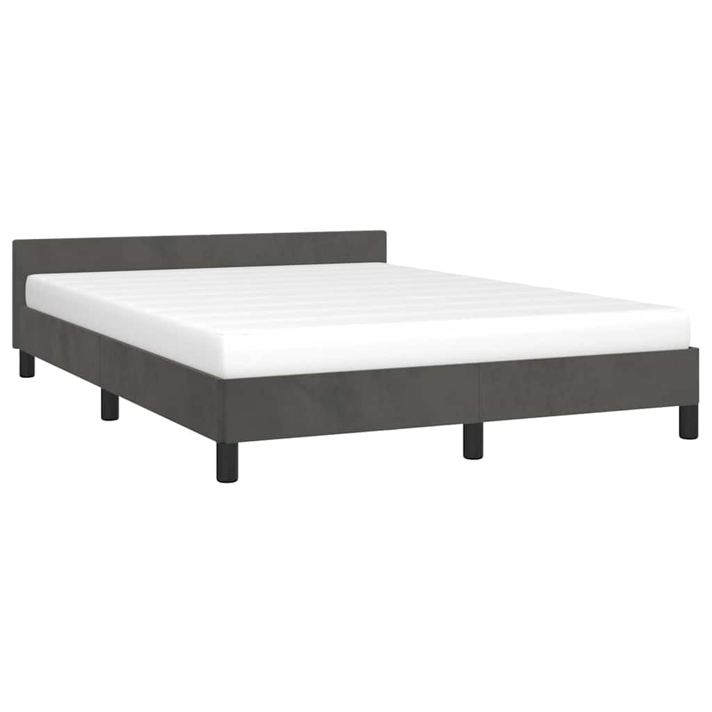 vidaXL Estructura Cama con Cabecero Matrimonial Somier Tapizado Dormitorio Habitación Muebles Cuarto Descanso Terciopelo Gris Oscuro 140x190 cm