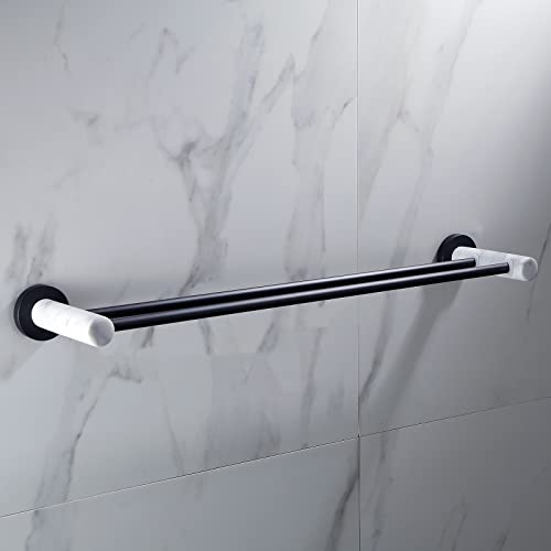 Porte-serviettes de salle de bain mural avec support en marbre et double barre
