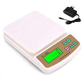 First Step Compact Scale with Tare Function SF 400A with Adaptor 10 kg Digital Multi-Purpose Kitchen Weighing Scale