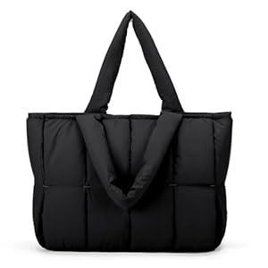 Tote Bag for Women, Large Tote Bag with Zipper, Quilted Puffer Bag Gym Bag for Women Handbag for Travel Work