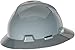 MSA 10019548 V-Gard Full-Brim Hard Hat With Fas-Trac III Ratchet Suspension | Polyethylene Shell, Superior Impact Protection, Self Adjusting Crown Straps - Standard Size in Silver