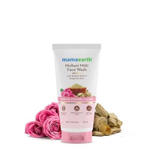 Image of Mamaearth Multani Mitti Face Wash with Multani Mitti & Bulgarian Rose For Oil Control & Acne - 50 ml