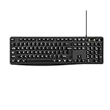 Wired Computer Keyboard,Full-Sized Ergonomic Computer Keyboard and Optical Wired Mouse for Windows, Mac OS Desktop/Laptop/PC-Black