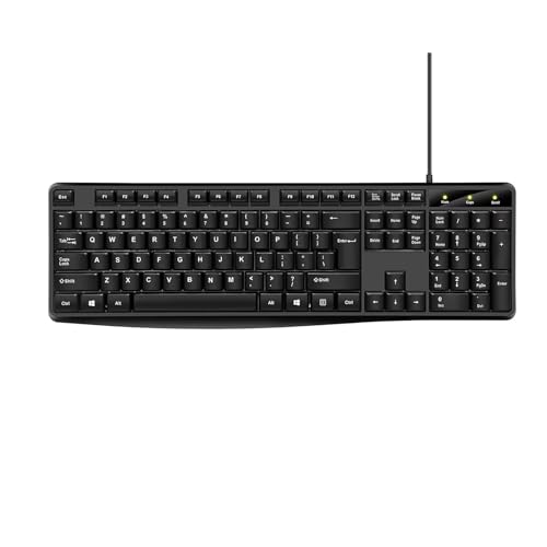 Wired Computer Keyboard, Plug Play USB, Large Number Pad...