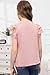 blibean Big Girl Shirts Young Kid Girls Blouse Summer Short Sleeve Flowy Dress Tops Fashion Casual Dressy Clothes Fancy Solid Blouse Size 12-13 Year Old Light Pink