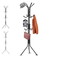 Home Collection LKH Coat Rack Stand Steel Hat Stand Coat Stands with Multiple Hooks – Clothes Hanger for Jackets, Hats, Scarves, Bags & Umbrellas Space Saving Design Non-Slip Feet
