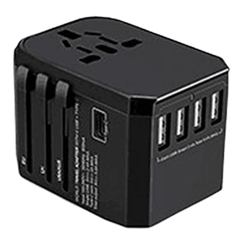 Adaptador de corriente universal mundial Cargador USB de 4 puertos con adaptador de enchufe de viaje universal PD Cargador mundial para UE UE AU Enchufes eléctricos de pared con USB C PD Enchufe de vi