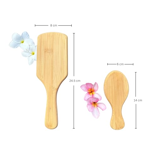 NomadPanda Natürliche Bambus-Haarbürsten-Set, Standard-Bambus haarbürste holz & Reisebürste. Nachhaltiges, abbaubares Haarbürsten-Set. Tragbare Haar Massagebürste für alle Haartypen