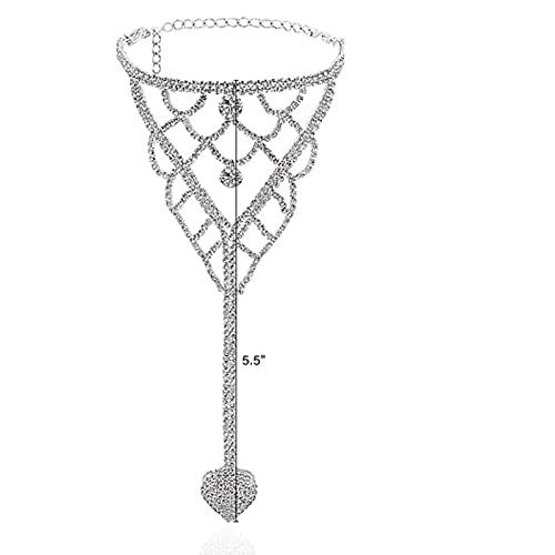 1Pair Summer Rhinestone Barefoot Sandals Foot Chain Jewelry Rhinestone Heart Anklet Summer Beach Crystal Toe Ring Anklets Bridal Rhinestone Foot Chain For Women (Foot Chain) #TOP5