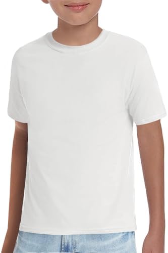 Haloumoning Boys T-Shirts Kids Short Sleeve Crewneck Solid Basic Tees Casual Tops 5-14 Years