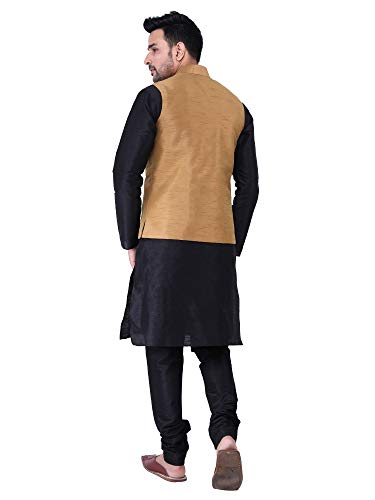 Image of Sadree Silk Men's Kurta Pajama Waistcoat or Nehru Jacket Set