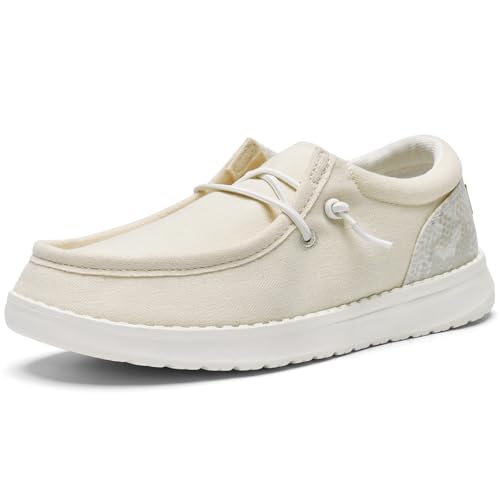 Image of STQ Slip on Canvas Shoes for Women's Arch Support Loafers Comfort Orthopedic Sneakers for Foot Pain Relief Beige US 9
