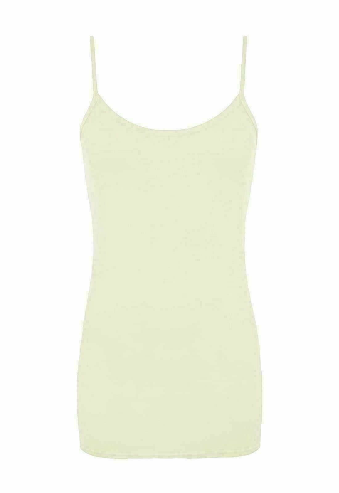 FAIRY BOUTIQUE Womens Sleeveless Plain Stretch Long Strappy T-Shirt Ladies Scoop Neckline Camisole Vest Tank Top Cream