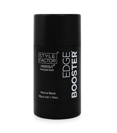 Edge Booster Style Factor Hideout Pomade Color Stick 1.76oz | For thicker looking edges, covers up gray hair (1.76 oz, Natural Black)