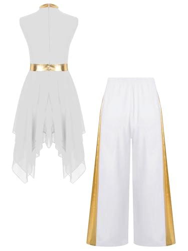 Tenue de danse liturgique sans manches ensemble pantalon fluide fille costume choeur - 6