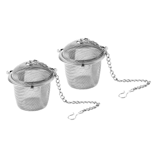 BAZEITFLOW 2 piezas Infusor de Té de Acero Inoxidable Mediano Filtro Reutilizable con Malla Fina Tapa y Cadena Extendida para Sueltas Compatible con Botellas y Tazas