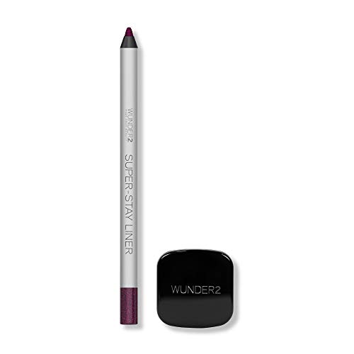 WUNDER2 SUPER-STAY LINER Makeup Eyeliner Pencil With Cosmetic Sharpener Long Lasting Waterproof Eye Liner, Color Glitter Purple Aubergine