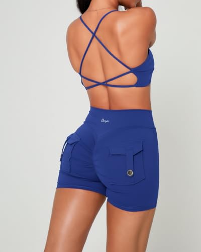 Image of Danysu Backless Sports Bra Soft Workout Tops with Removable Padded Yoga Training Bras Strappy Going Out Top