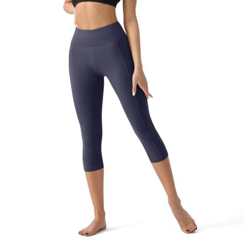 Image of YUDSUD High Waisted Leggings for Women with Pockets - Tummy Control Capris Yoga Pants for Workout Running Athletic Cycling