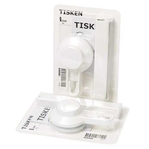 Ikea TISKEN - Portarrollos de papel higiénico con ventosa (2 unidades), color blanco