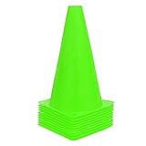 Alyoen 9 inch Traffic Cones, Plastic Sport Cones, Green Soccer Training Cones for Outdoor Activity & Festive Events (Sets of 10/15/ 20)