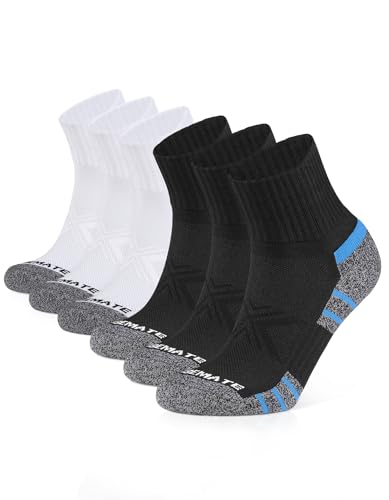 Image of CLOSEMATE 6 Pairs Mens Athletic Ankle Socks Cushioned Running Quarter Socks