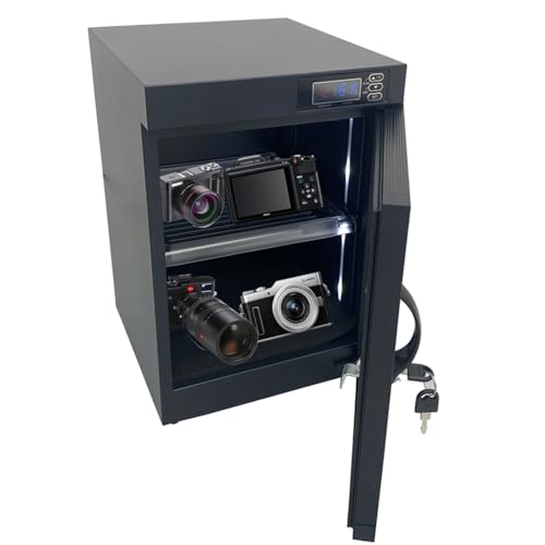 EQCOTWEA Digital Camera Dehumidify Storage 30L Full Automatic Camera Dry Cabinet Box Storage with Tempered Glass 2 Tiers Dry Cabinet Noiseless Energy Saving for Camera Lens Equipment Storage