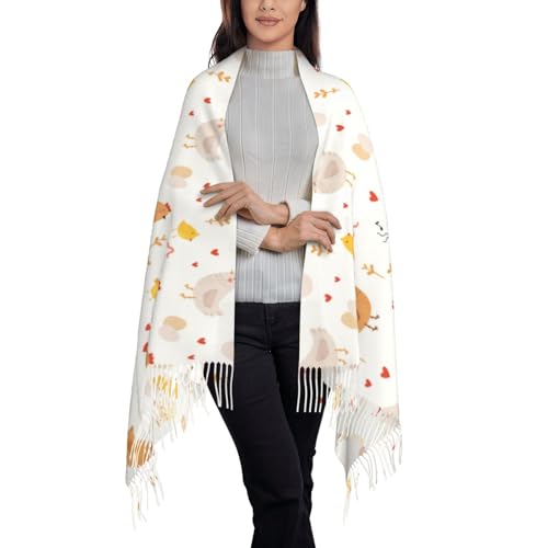 Funny Chicken Print Women'S Warm Scarf Tassel Scarf Shawl Warm Fringed Shawl Wraps2
