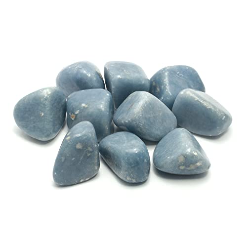 CrystalAge Angelite Tumble Stone (20-25mm) Single Stone - Hängender Schmuckstein - Stein - Hochzeit - Wassermann - Krone, drittes Auge, Hals