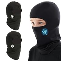DXPETA 2 Pack Kids Balaclava, Black Balaclava Glow in The Dark, Ski Mask for Boys and Girls, Lightweight Helmet Liner for Skiing Cycling Motorcycling Hiking Running Fishing Travel
