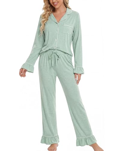 lulukaka Bamboo Rayon Pajama Sets for Women, Long Sleeve Button Down Pjs 2 Piece Loungewear, Soft...