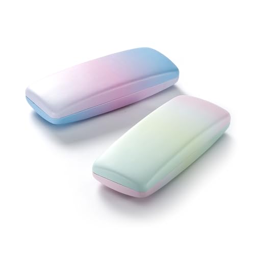 FEFI - Twarde etui na okulary w pastelowych kolorach tęczy - w zestawie ściereczka do czyszczenia okularów, Rosa, M