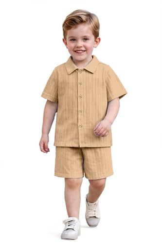 Image of Fashion Dream Boys Cotton Blend Solid Co-ord Set|Boys Co-ord Set|Boy's Clothing Set|Boy's 2 Piece Set|Clothing Set|Boys Shirt and Short Set|Co-ords