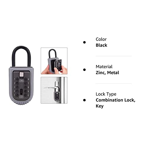 Ccyx Key Lock Box,Realtor Key Lock Box Safe Lockbox 10-Digit Push Button Combination Safe Vault - Portable Outdoor Stor A Key - Door Handle Or Fence Mount. #TOP6