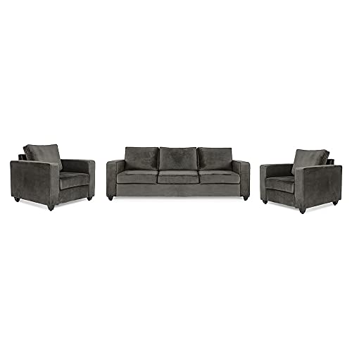 Image of Wakefit Sofa Set | 3 Year Warranty | Sofa 5 Seater, 5 Seater Sofa for Living Room, Wooden Sofa Set, Sofa Set 3+1+1 Seater - Napper(Fabric-Velvet : Tuscan Tan)