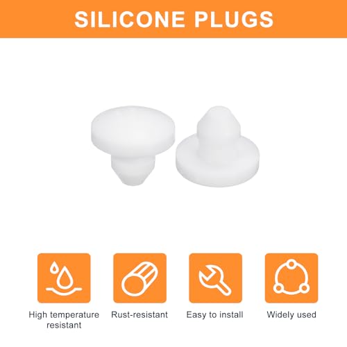 Image of uxcell 28Pcs Silicone Plugs, Rubber Round Snap in Locking Hole Plugs for 3.5mm Hole, Hole Stoppers Waterproof Hole Plug for Metal Tube, Furniture End Caps Inserts, White