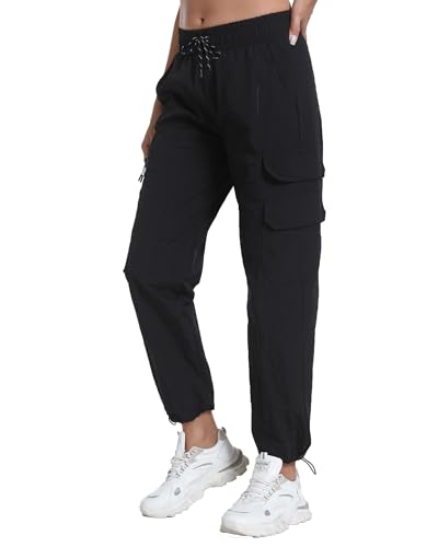 Image of Women's Joggers with Pockets, Hiking Cargo Water Resistant Lightweight Pants for Women Workout Athletic Travel Camping