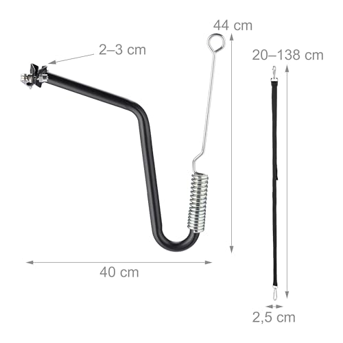 Relaxdays Fahrradleine Hund, Hundestange für Fahrrad, Hundeleine mit Abstandshalter & Feder, Hände frei, schwarz/Silber